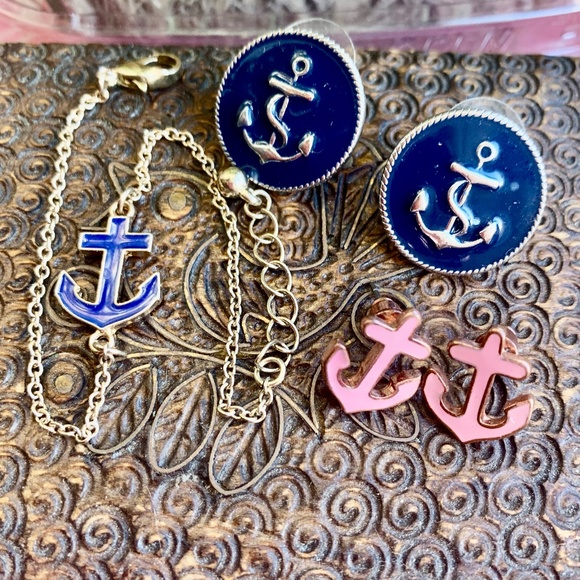 Ahoy! Fun in the  Sun - Seaside Summer Anchor Earrings & Bracelet - Picture 3 of 6